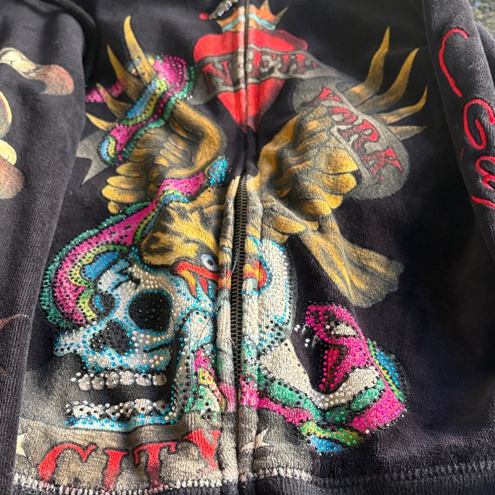 Ed Hardy soft Multicolor Graphic Zip-Up and joggers. - Picture 2 of 4